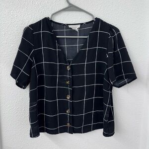 URBAN Romantics Black and White Grid Button-Down Shirt